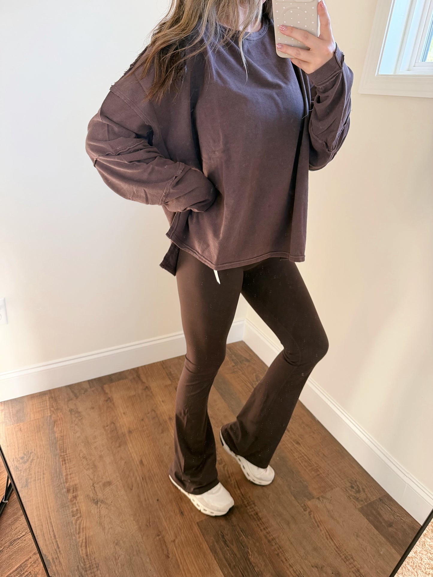 Raw Edge Oversized Long Sleeve - Mocha
