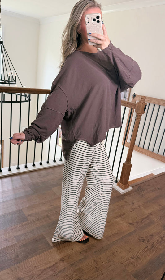 Knit Striped Wide Leg Pants