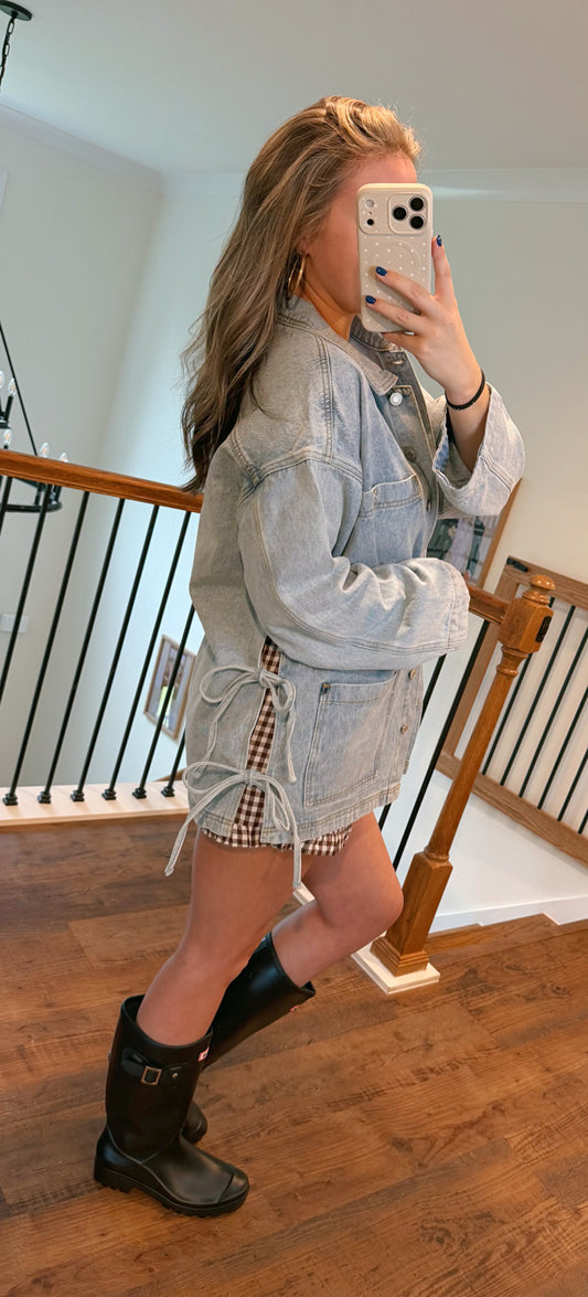 Side Bow Denim Jacket