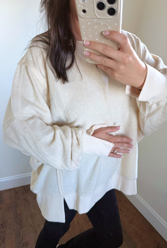 Teddy Coat Oversized Crew Neck