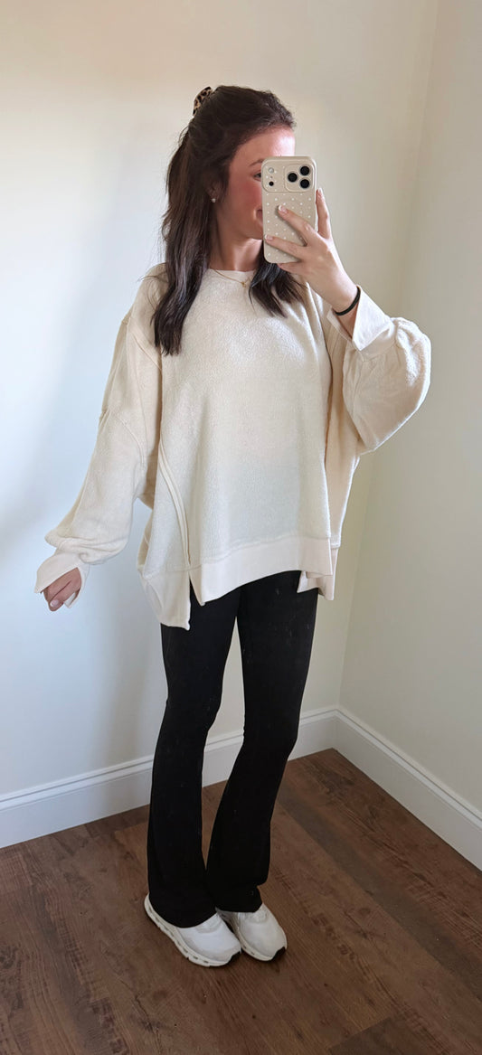 Teddy Coat Oversized Crew Neck