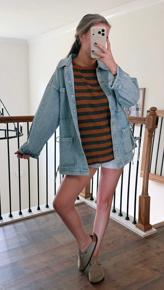 Camel Charcoal Ribbed Long Sleeve