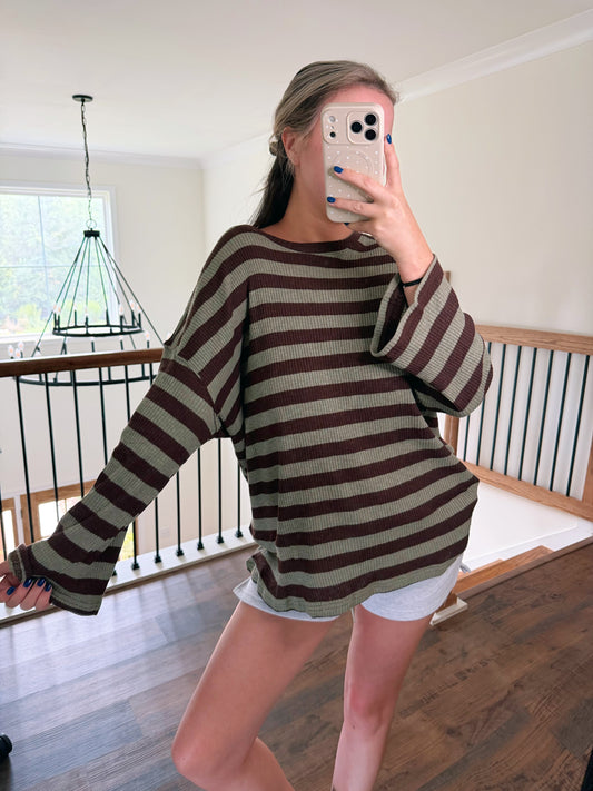 Sage Chocolate Ribbed Long Sleeve