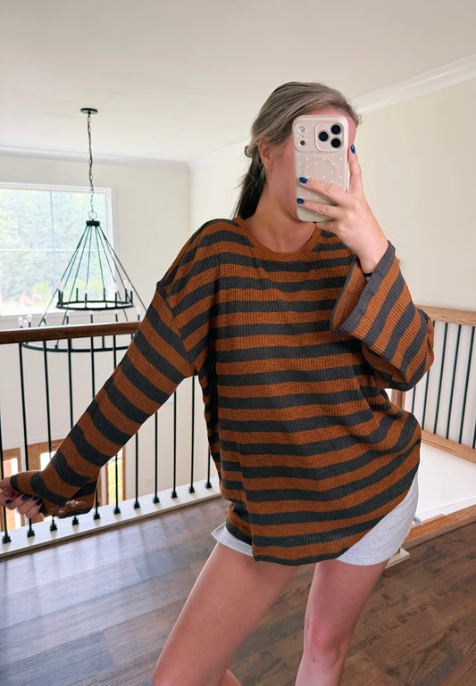 Camel Charcoal Ribbed Long Sleeve
