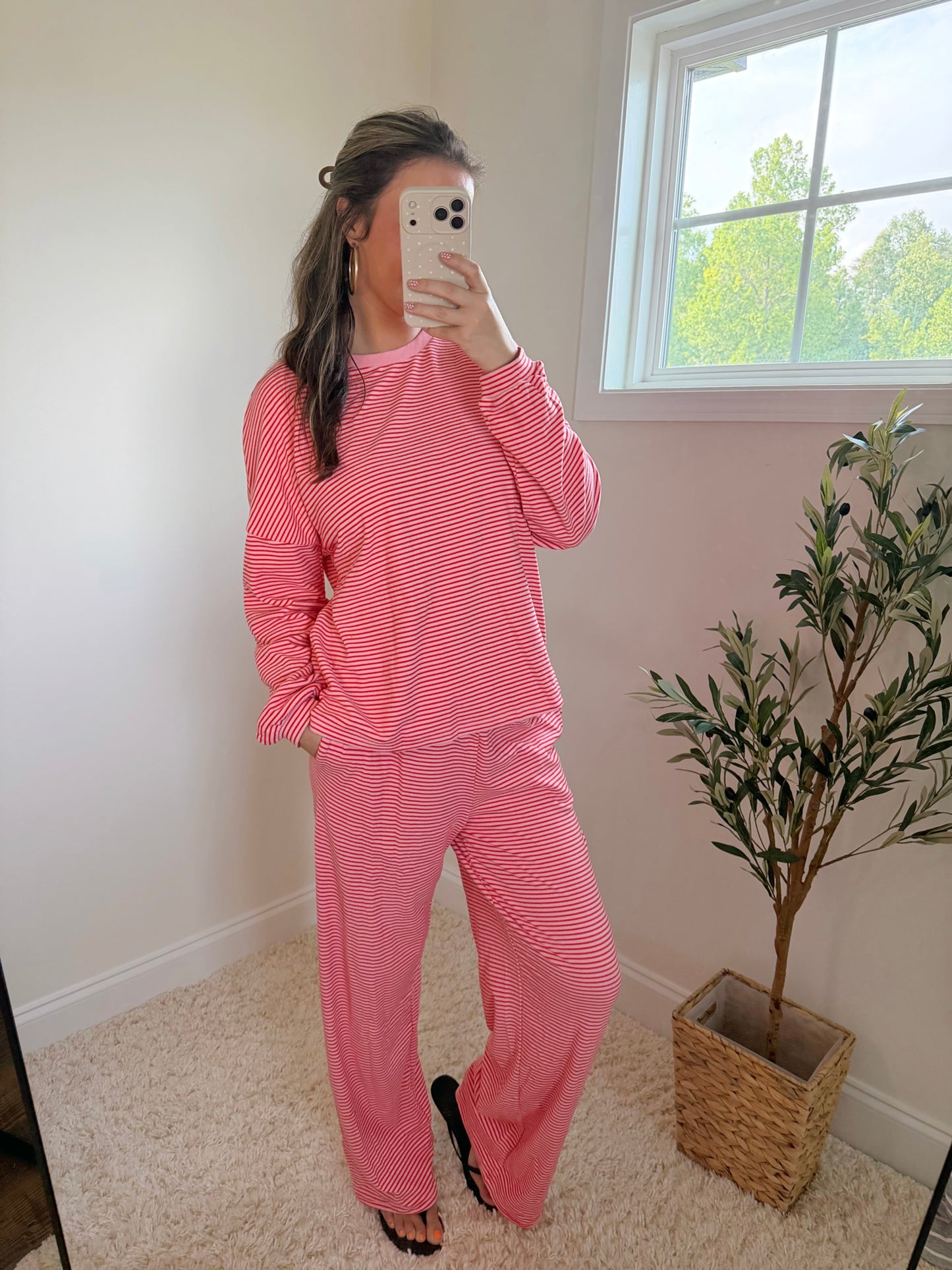 Strawberry Kiss Stripe Lounge Set