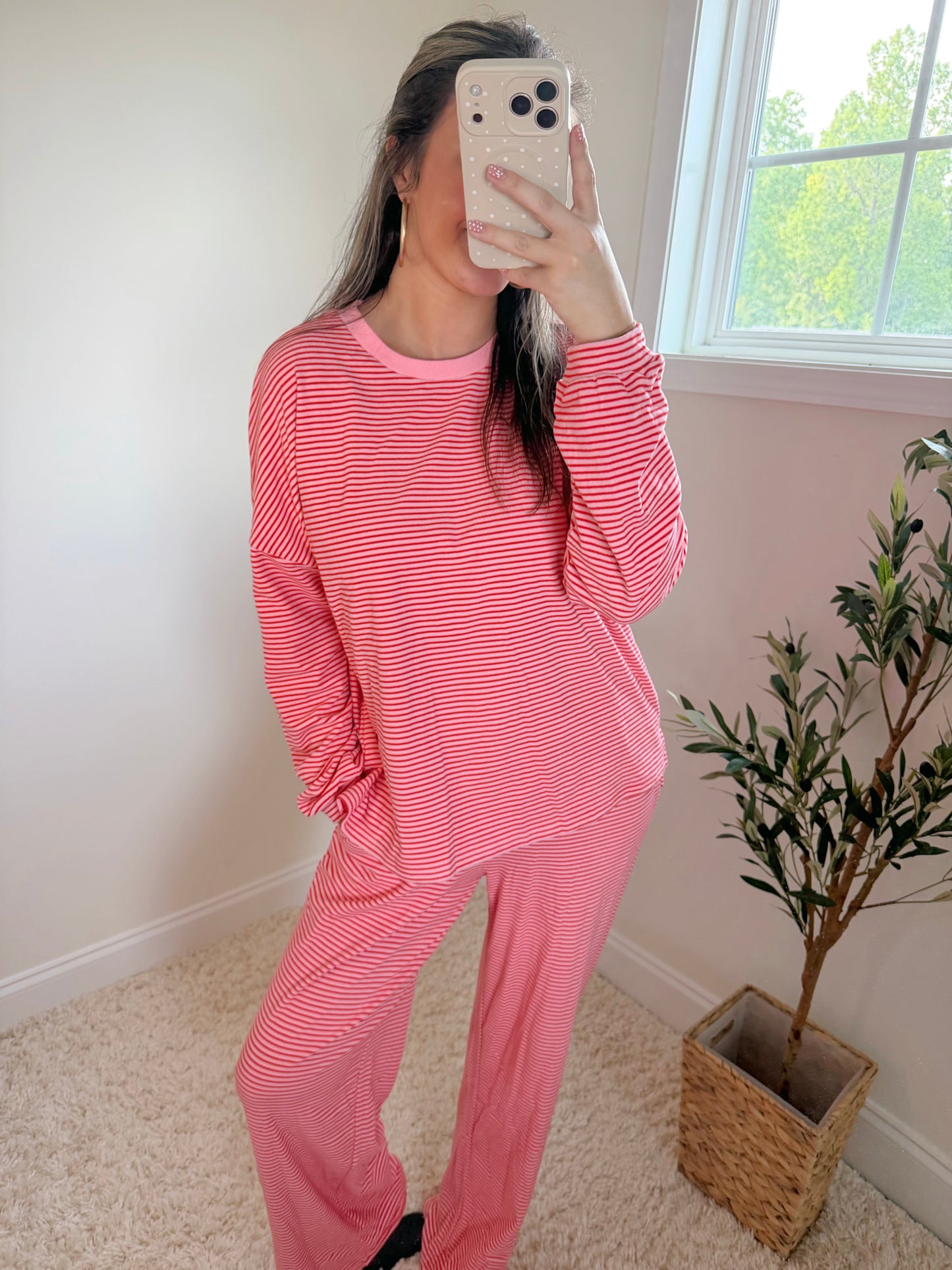 Strawberry Kiss Stripe Lounge Set